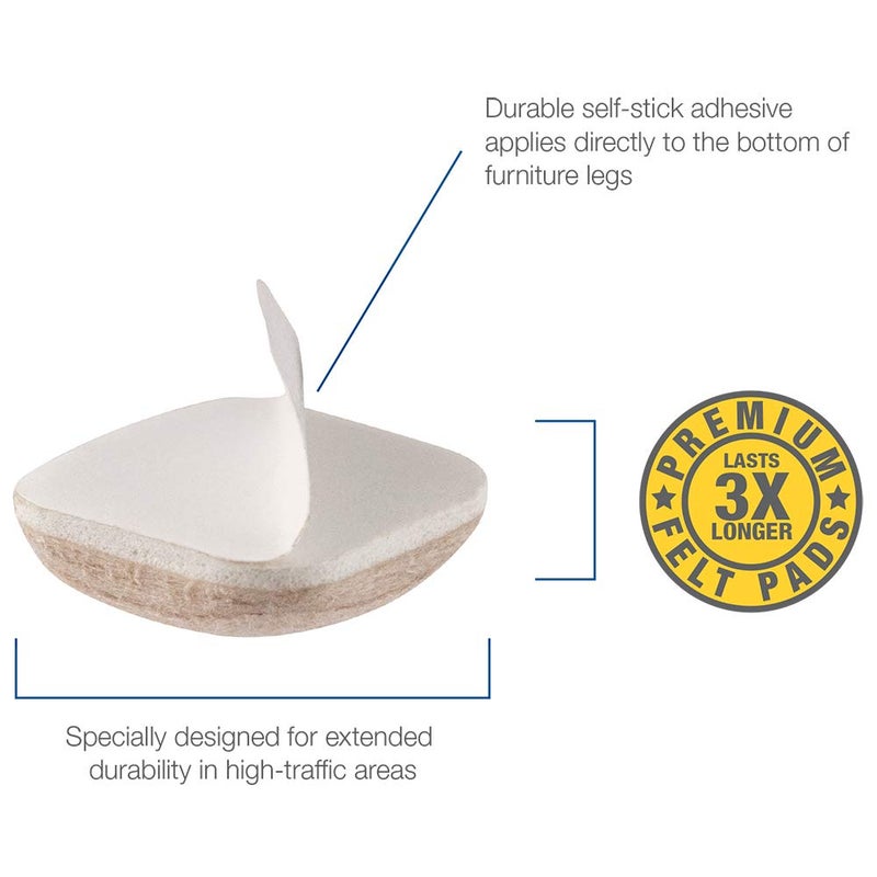 سوفت تاتش وسادات أثاث من اللباد SoftTouch 4715495N طويلة الأمد للأسطح الصلبة وغير المستوية، مقاس 2.54 سم، كتان (16 قطعة)، 16 قطعة - Image 2